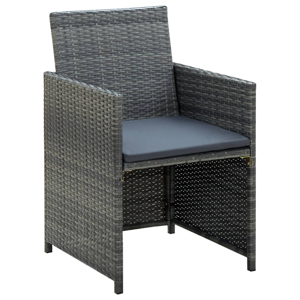 4-részes szürke polyrattan kerti bútorszett párnákkal
