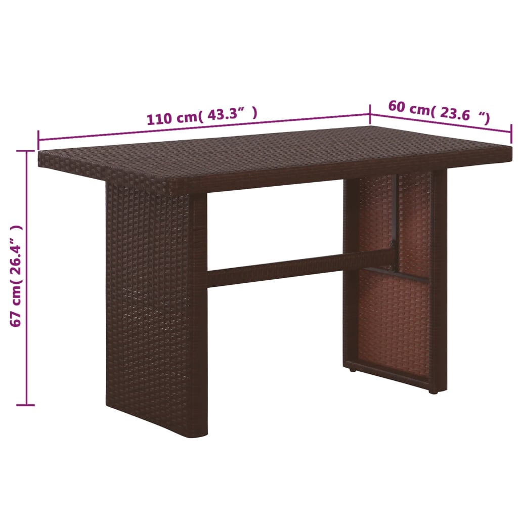 3 darabos barna polyrattan bisztrószett párnákkal