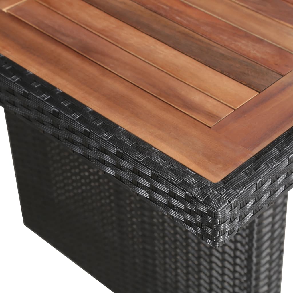 polyrattan és tömör akácfa kerti asztal 240 x 90 x 74 cm