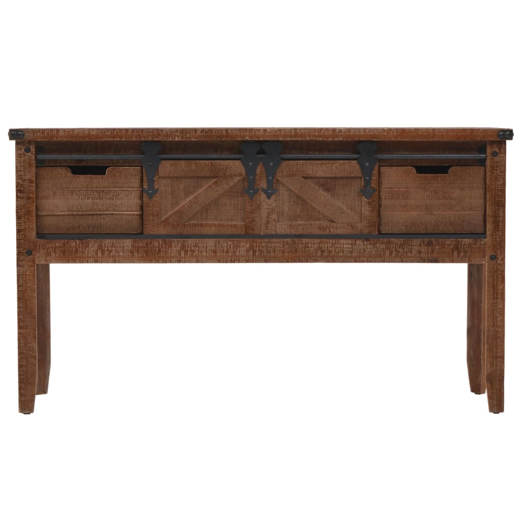 barna tömör fenyő konzolasztal 131 x 35,5 x 75 cm