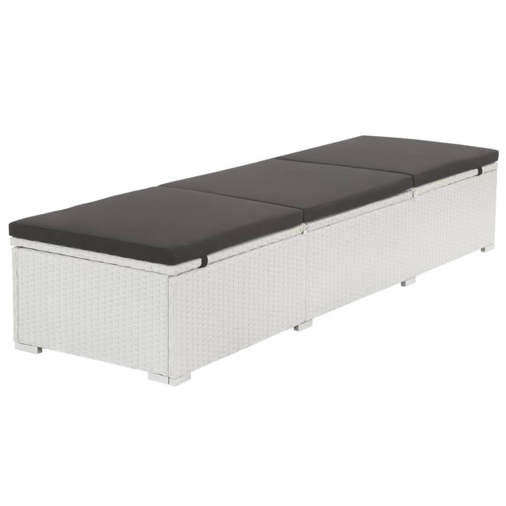 fehér polyrattan napozóágy párnával