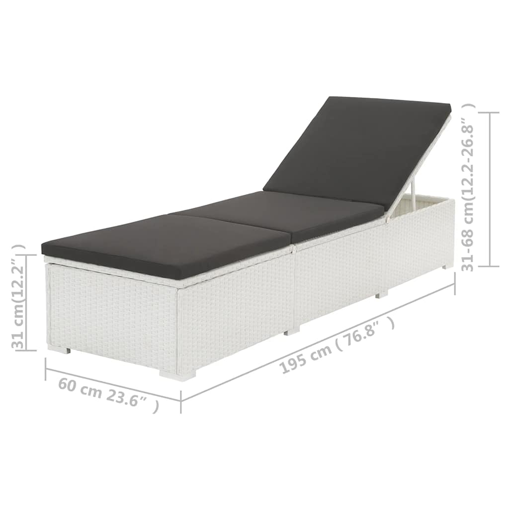 fehér polyrattan napozóágy párnával