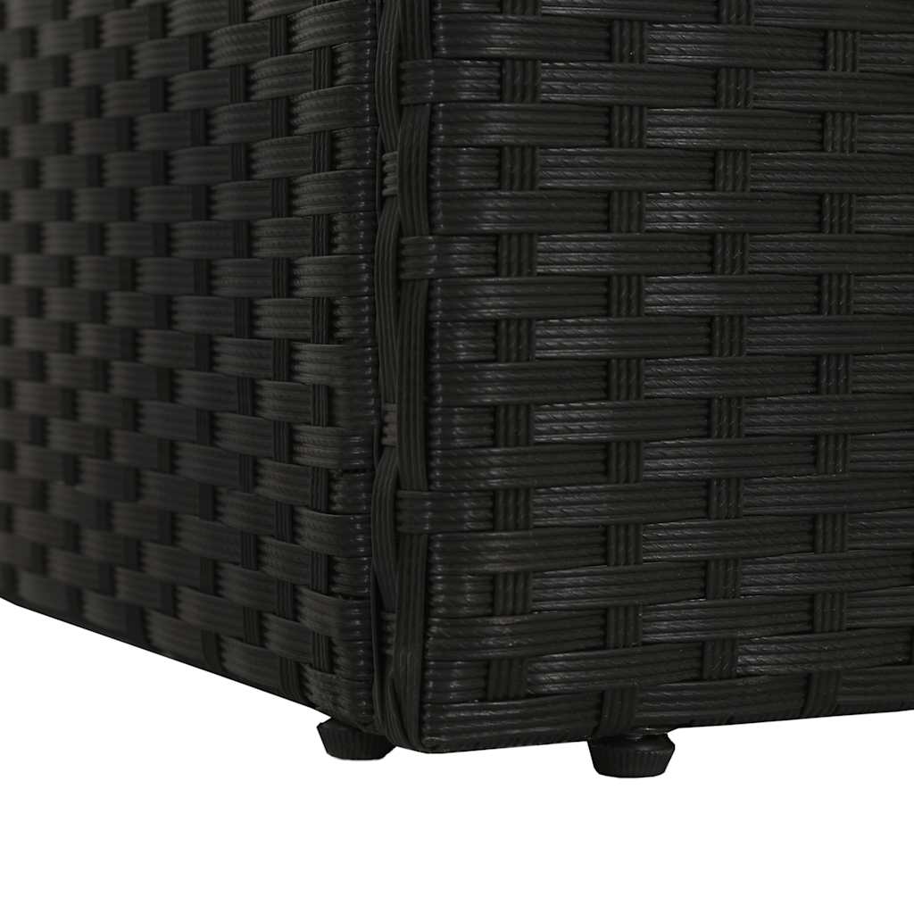 fekete polyrattan kerti ágy 195 x 60 cm