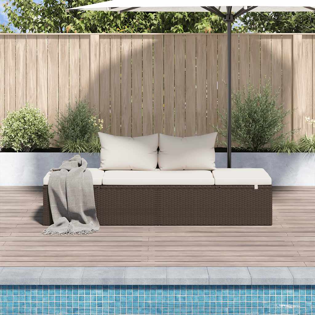 barna polyrattan kerti ágy 195 x 60 cm