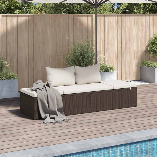 barna polyrattan kerti ágy 195 x 60 cm
