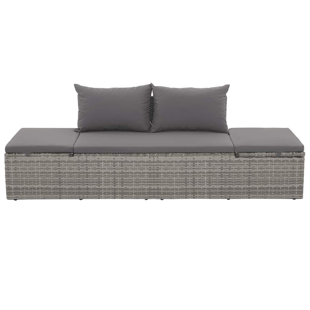 szürke polyrattan kerti ágy 195 x 60 cm