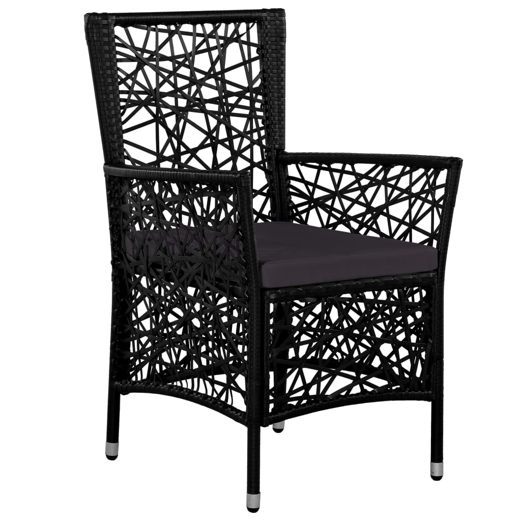 7-darabos fekete kültéri polyrattan étkezőgarnitúra