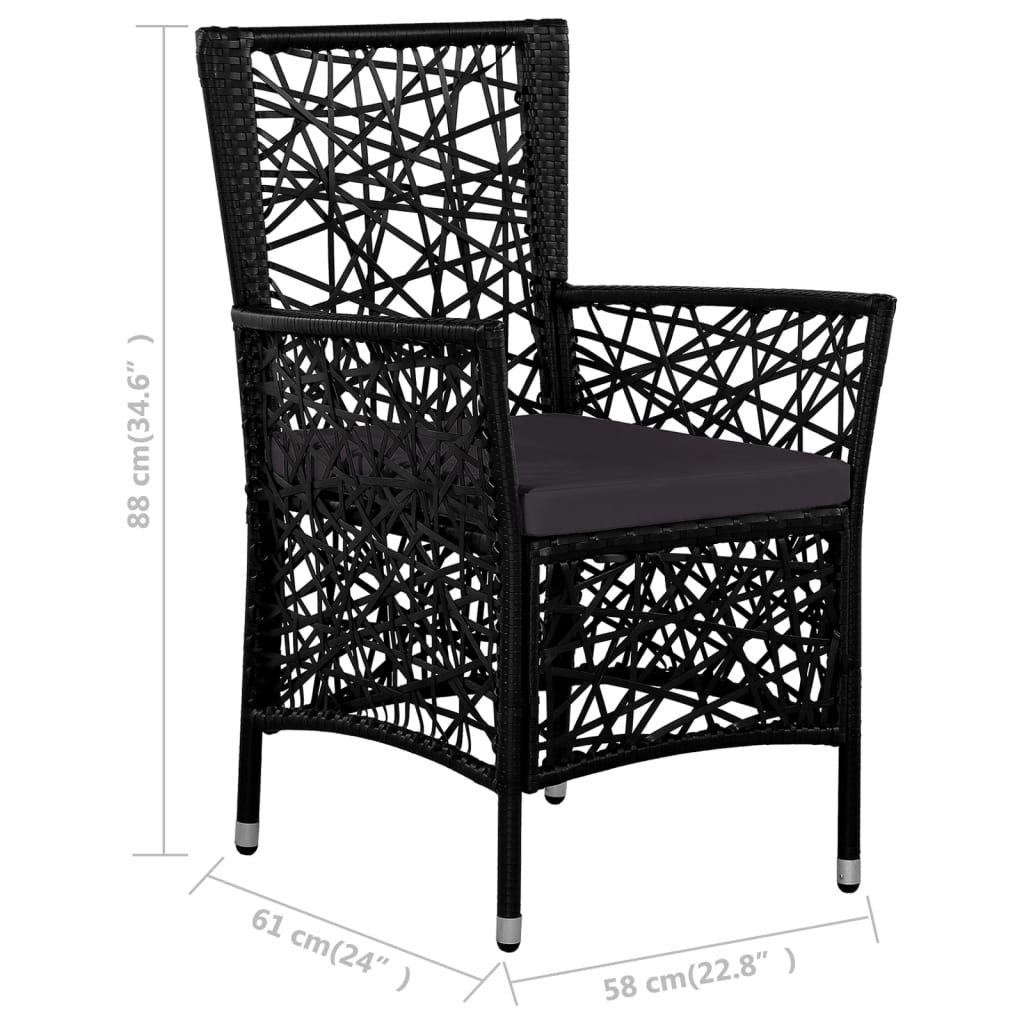 7-darabos fekete kültéri polyrattan étkezőgarnitúra