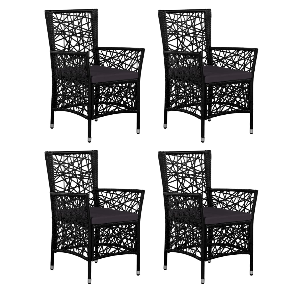 5 részes fekete kültéri polyrattan étkezőgarnitúra