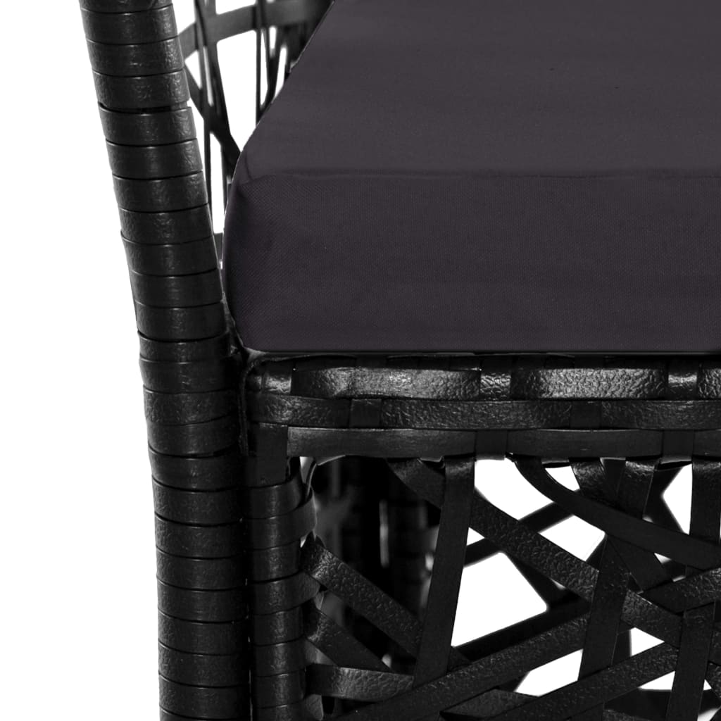 5 részes fekete kültéri polyrattan étkezőgarnitúra