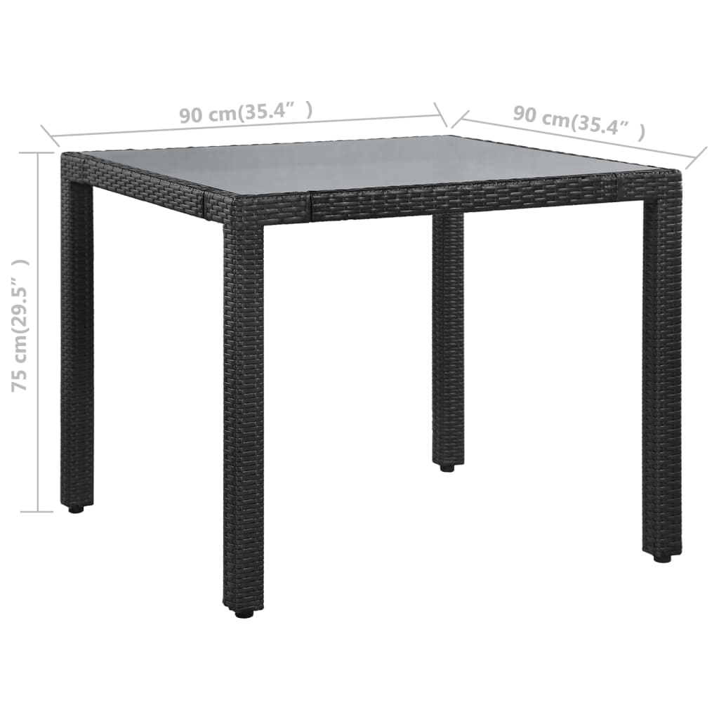 5 részes fekete kültéri polyrattan étkezőgarnitúra