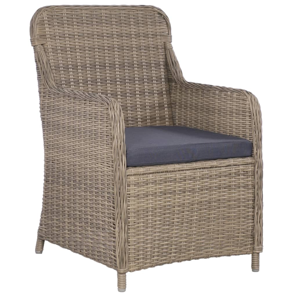 3 darabos barna polyrattan bisztrószett párnákkal