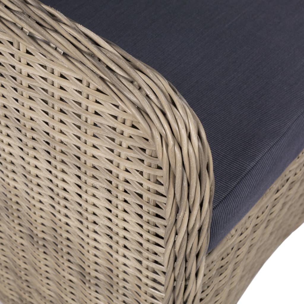 3 darabos barna polyrattan bisztrószett párnákkal