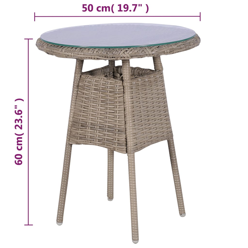 3 darabos barna polyrattan bisztrószett párnákkal