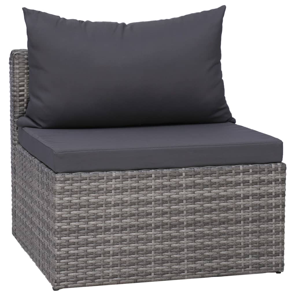 8-részes szürke polyrattan kerti bútorszett párnákkal