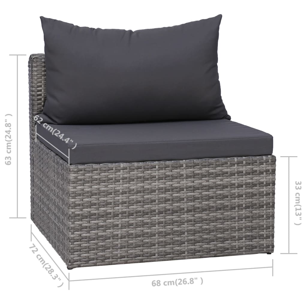 8-részes szürke polyrattan kerti bútorszett párnákkal