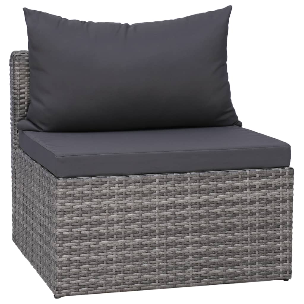 6-részes szürke polyrattan kerti bútorszett párnákkal