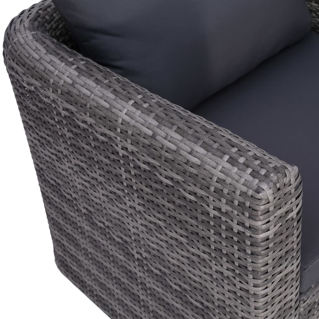 6-részes szürke polyrattan kerti bútorszett párnákkal