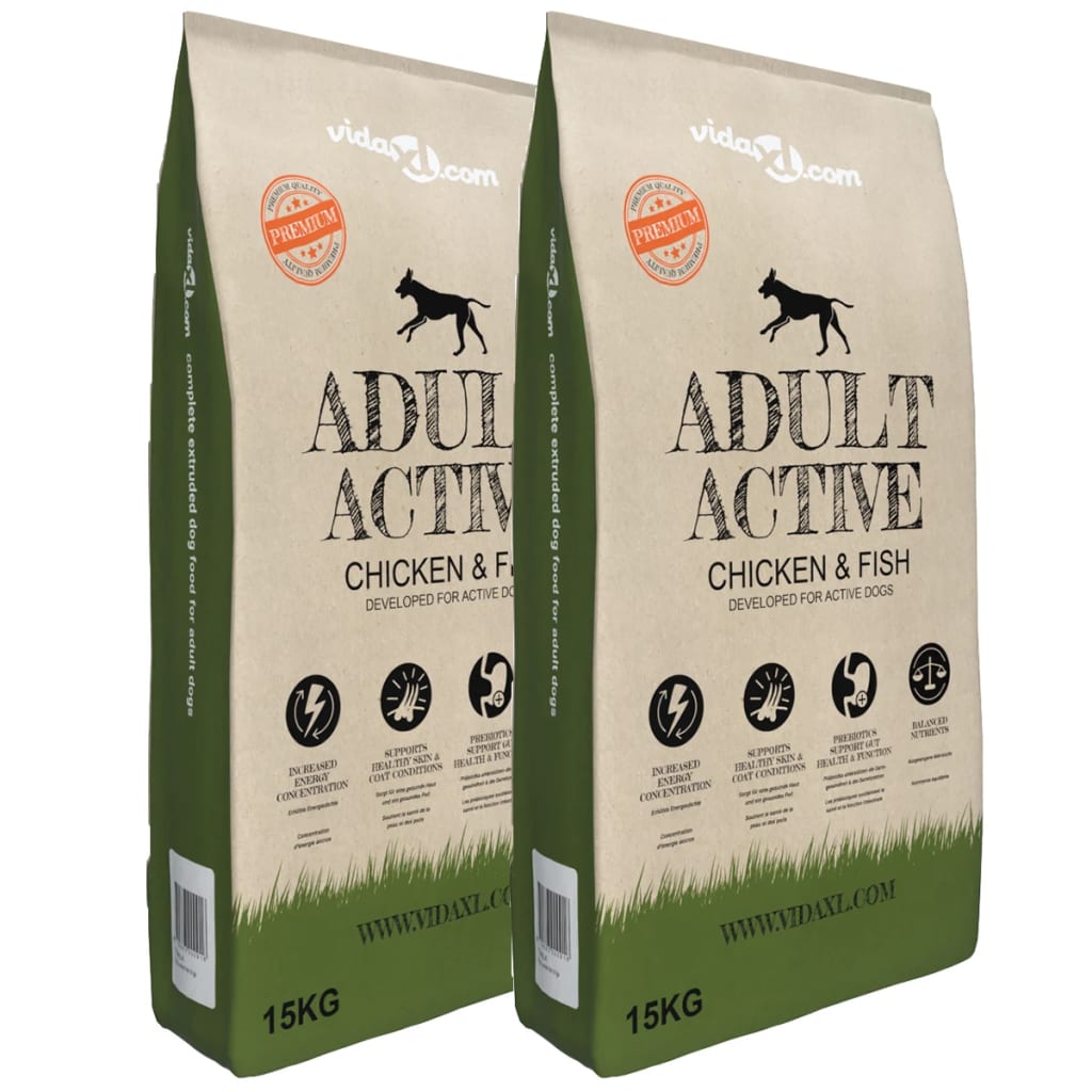 2 db „Adult Active Chicken & Fish” prémium száraz kutyatáp 30kg