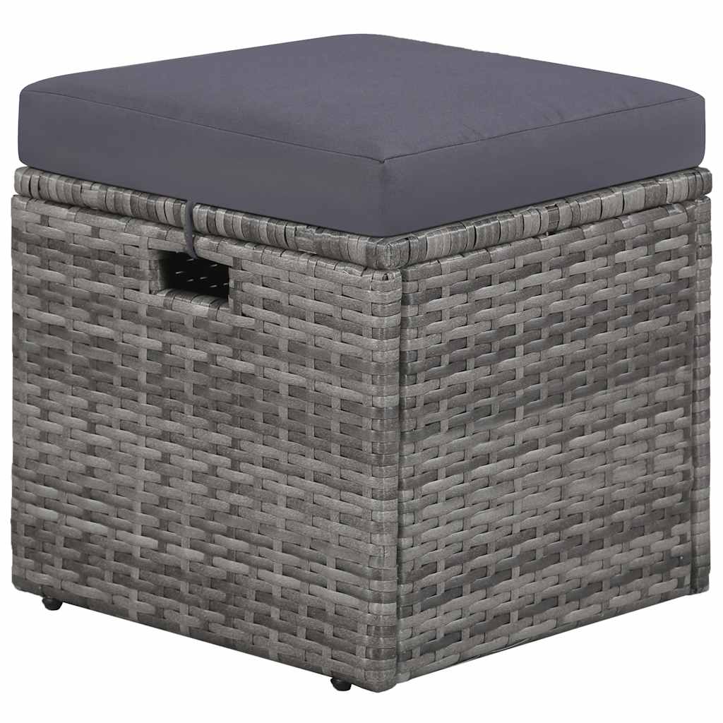 4-részes szürke polyrattan kerti bútorszett párnákkal