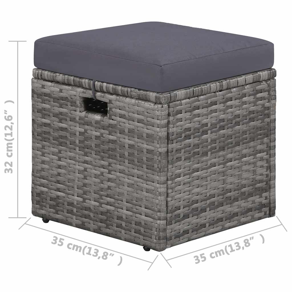 4-részes szürke polyrattan kerti bútorszett párnákkal