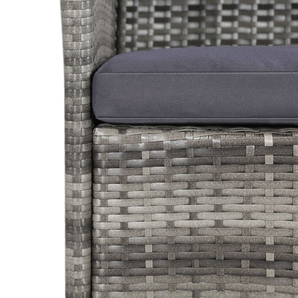 11 részes szürke polyrattan kültéri étkezőgarnitúra párnával