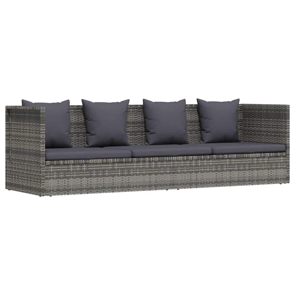 szürke polyrattan kerti ágy 200 x 60 cm