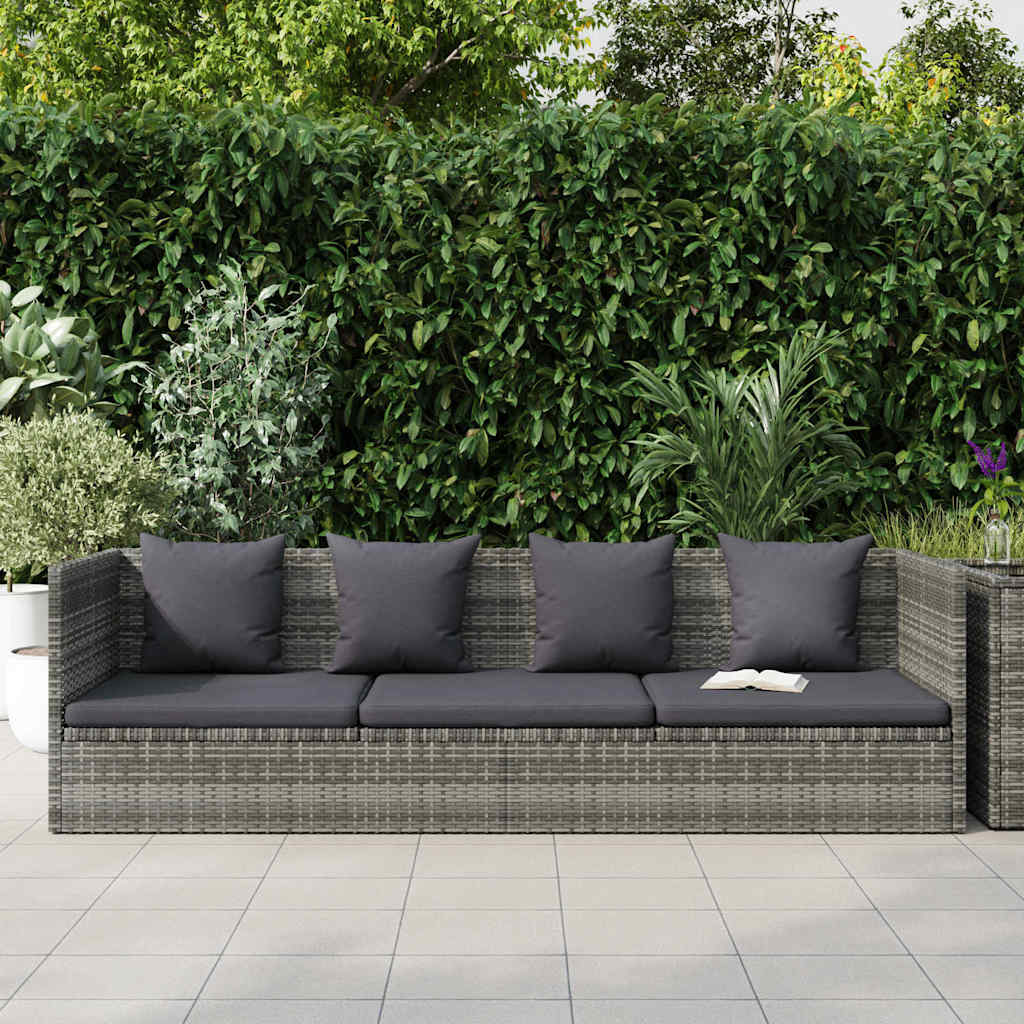 szürke polyrattan kerti ágy 200 x 60 cm