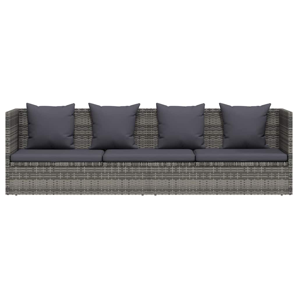 szürke polyrattan kerti ágy 200 x 60 cm