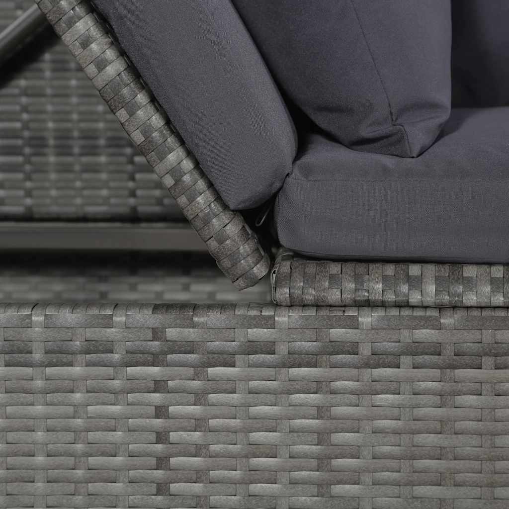 szürke polyrattan kerti ágy 200 x 60 cm