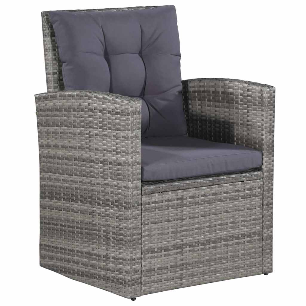 6-részes szürke polyrattan kerti bútorszett párnákkal