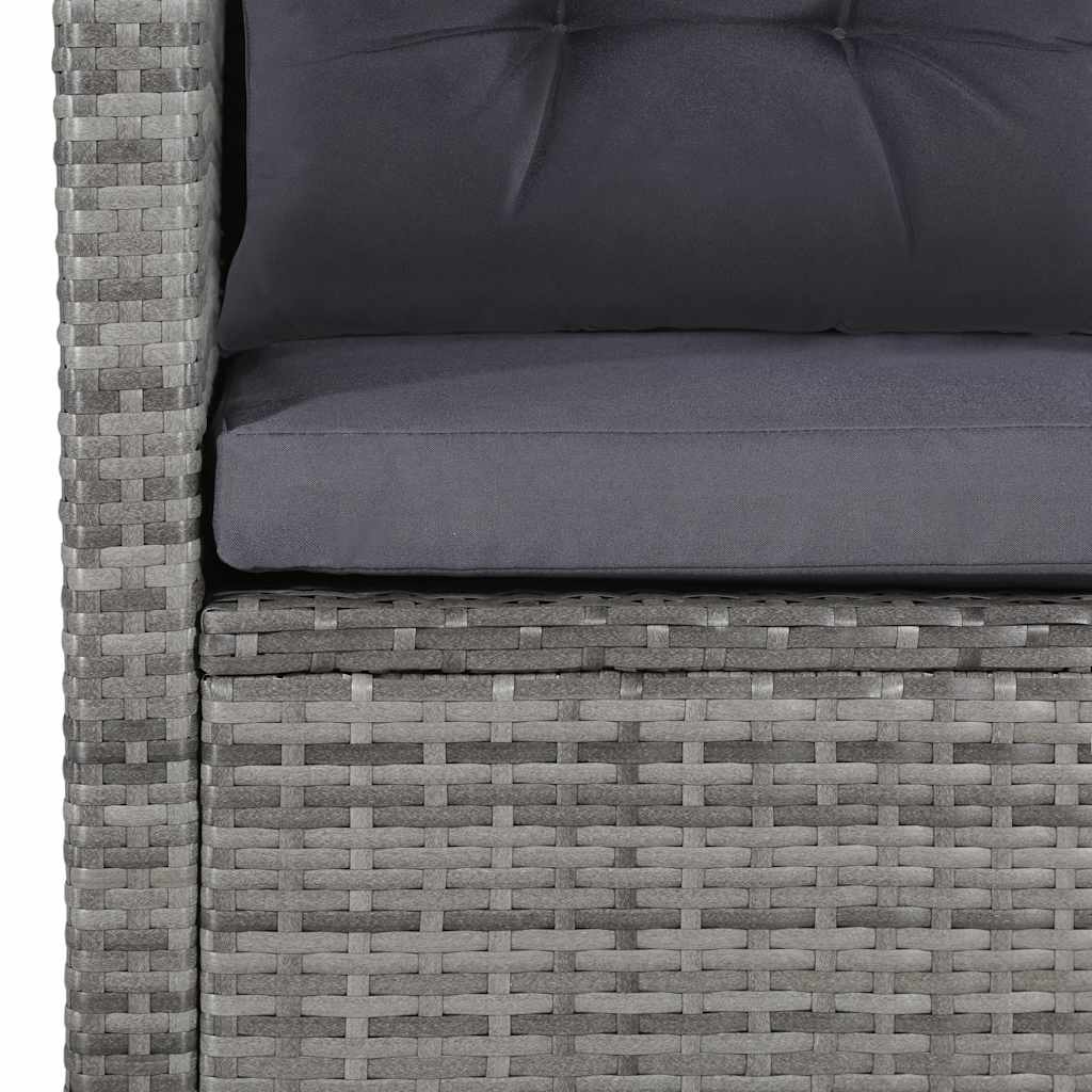 6-részes szürke polyrattan kerti bútorszett párnákkal