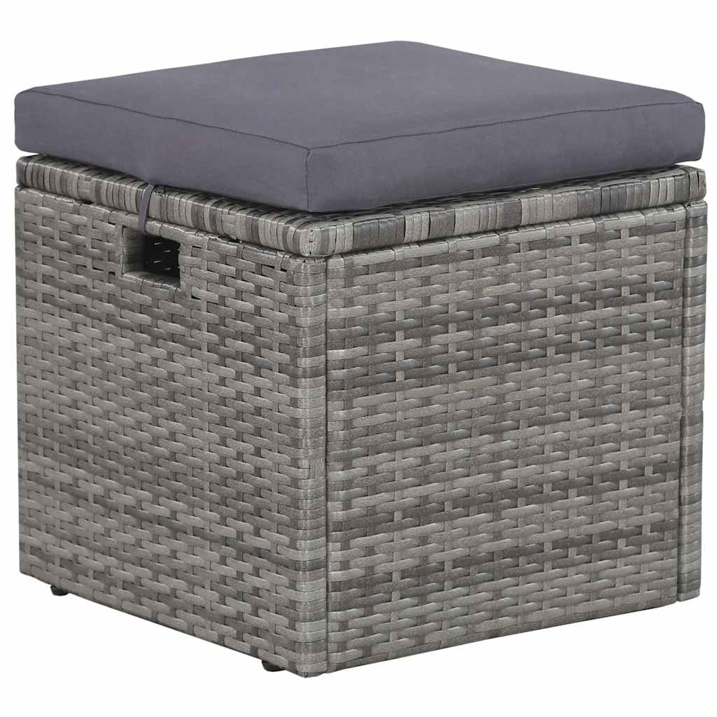 6-részes szürke polyrattan kerti bútorszett párnákkal