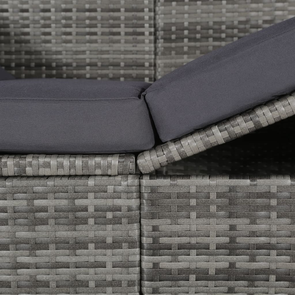 szürke polyrattan napellenzős kerti ágy 205 x 62 cm