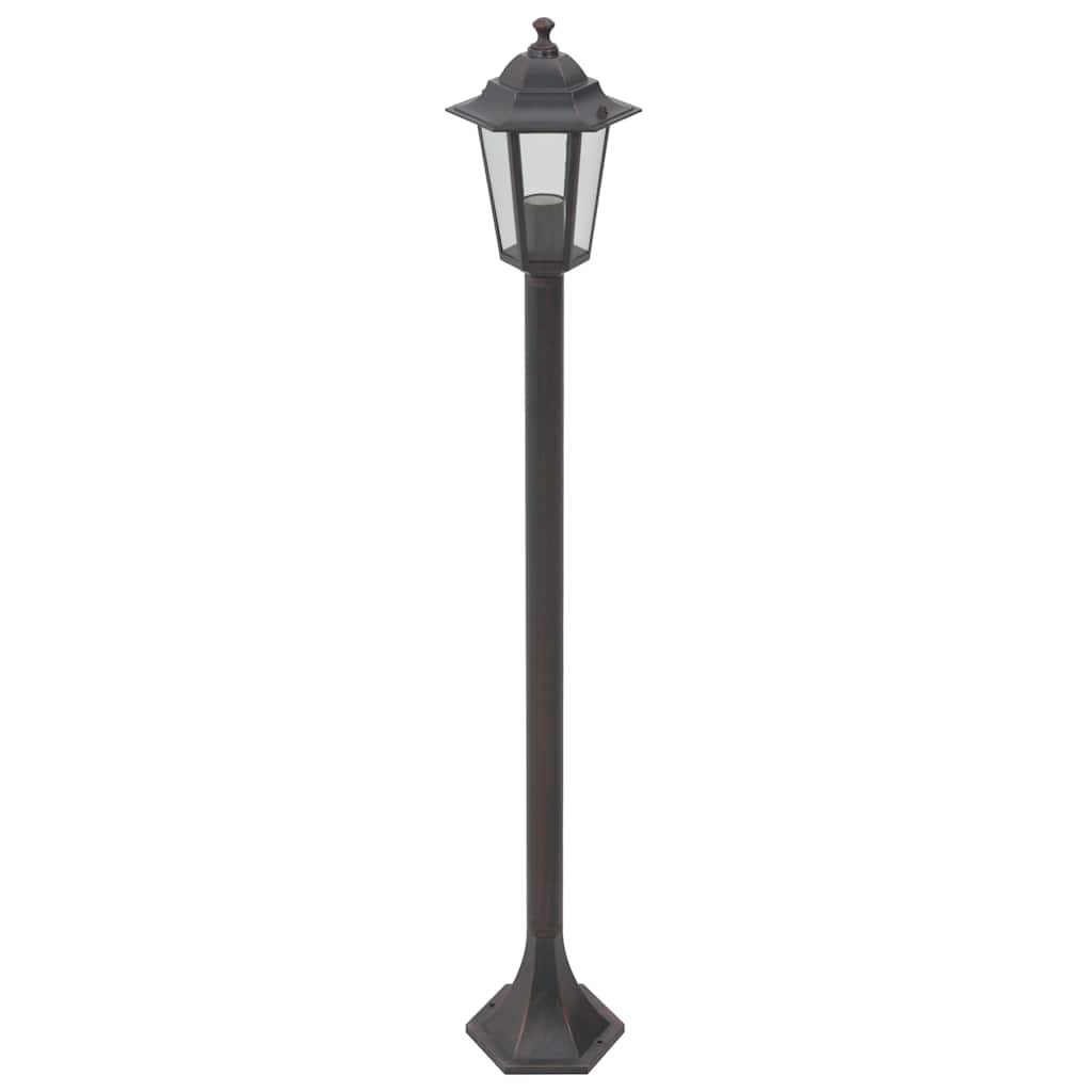 6 db bronzszínű alumínium kerti állólámpa, E27, 110 cm