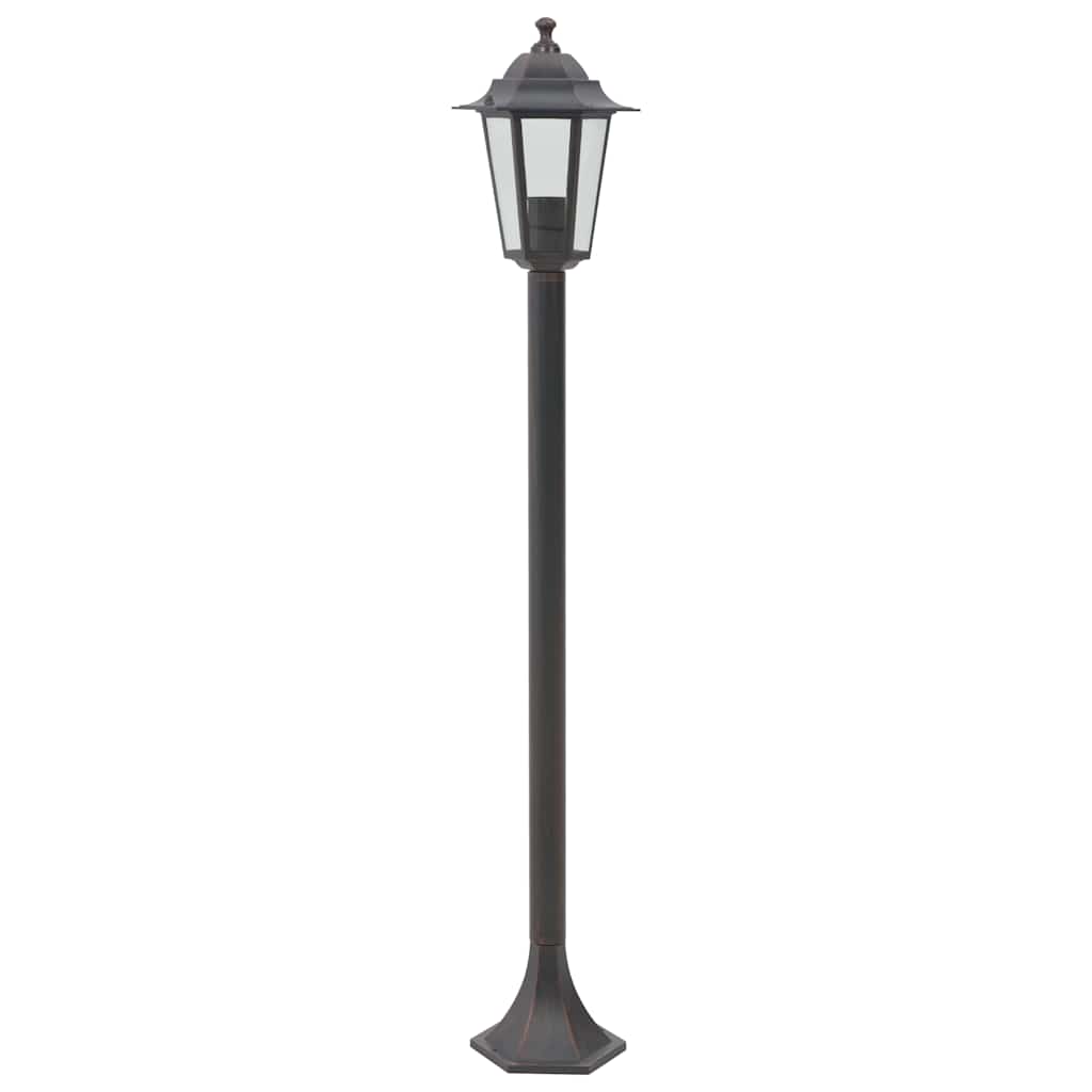 6 db bronzszínű alumínium kerti állólámpa, E27, 110 cm