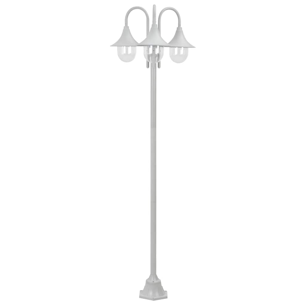 fehér 3-égős alumínium kerti állólámpa, E27, 220 cm
