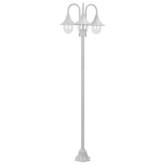 fehér 3-égős alumínium kerti állólámpa, E27, 220 cm
