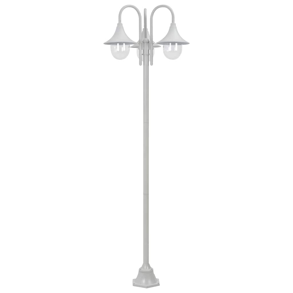 fehér 3-égős alumínium kerti állólámpa, E27, 220 cm