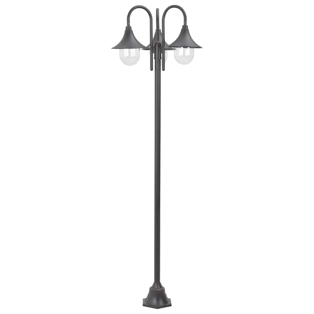 bronzszínű 3-égős alumínium kerti állólámpa, E27, 220 cm