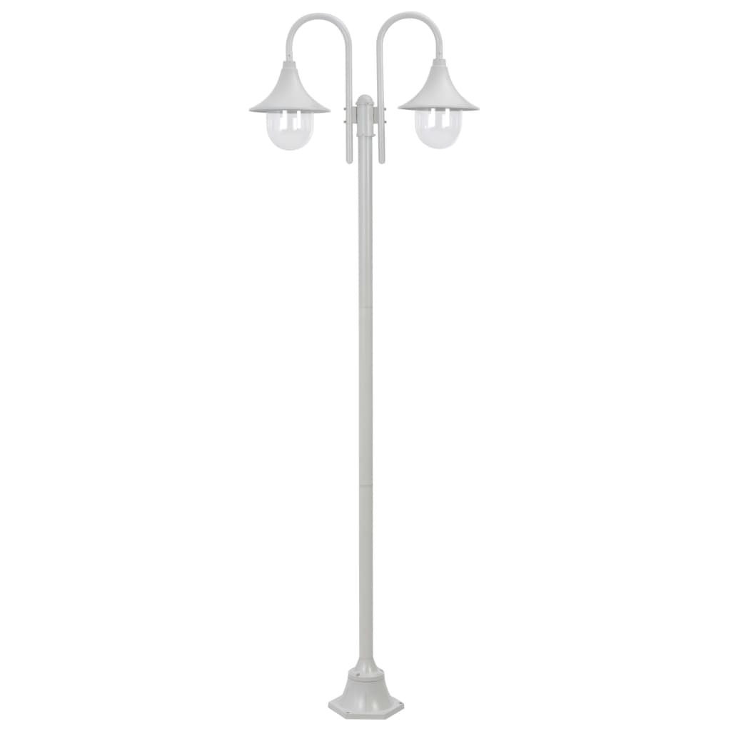 fehér 2-égős alumínium kerti állólámpa, E27, 220 cm