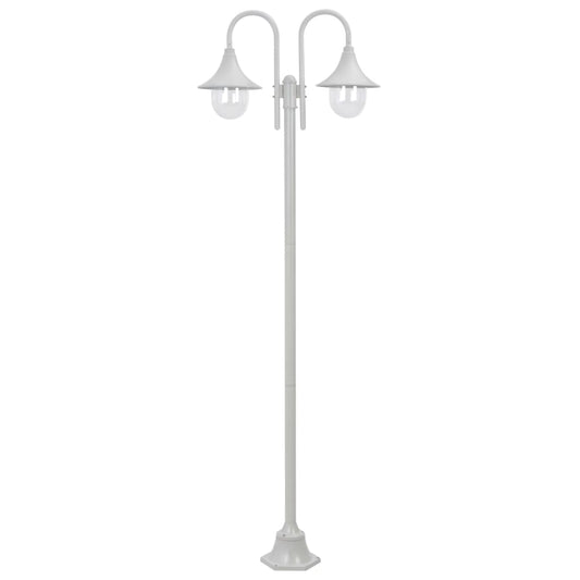 fehér 2-égős alumínium kerti állólámpa, E27, 220 cm