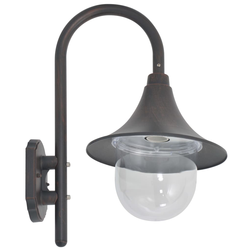 bronzszínű alumínium kerti falilámpa, E27, 42 cm