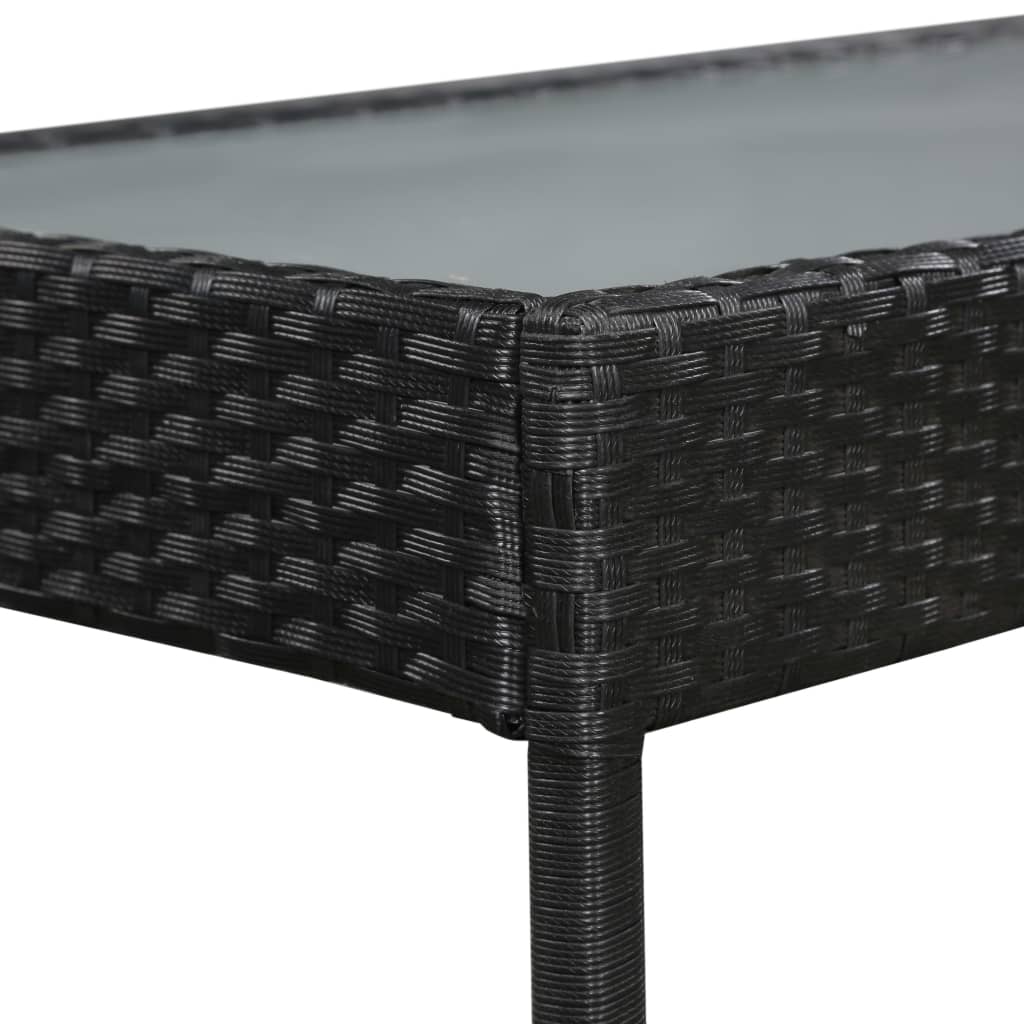 5-részes fekete polyrattan kerti bútorszett párnákkal