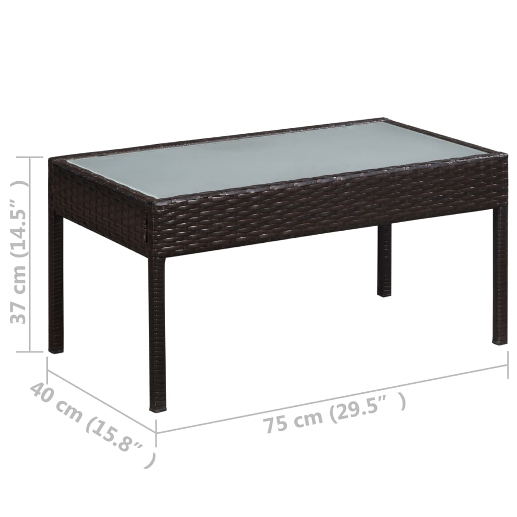5-részes fekete polyrattan kerti bútorszett párnákkal