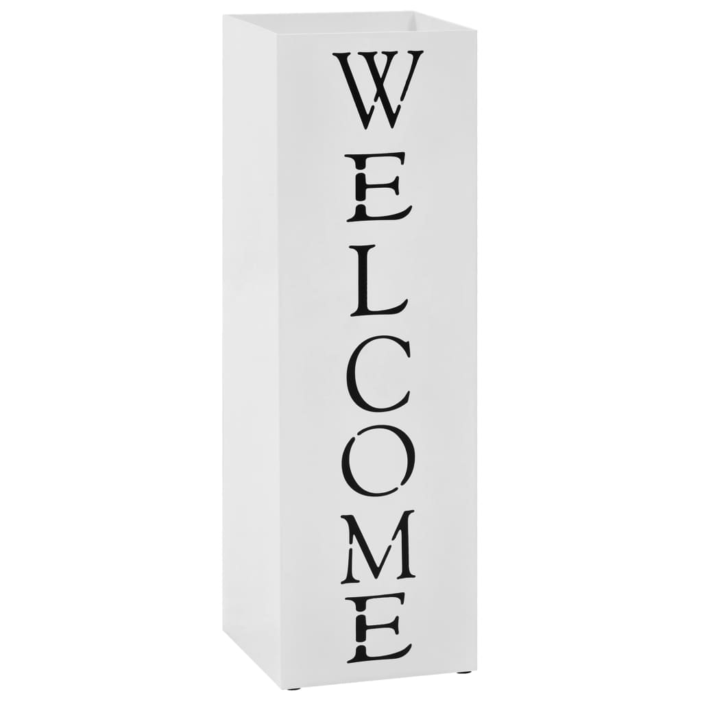 fehér acél esernyőtartó "WELCOME" felirattal