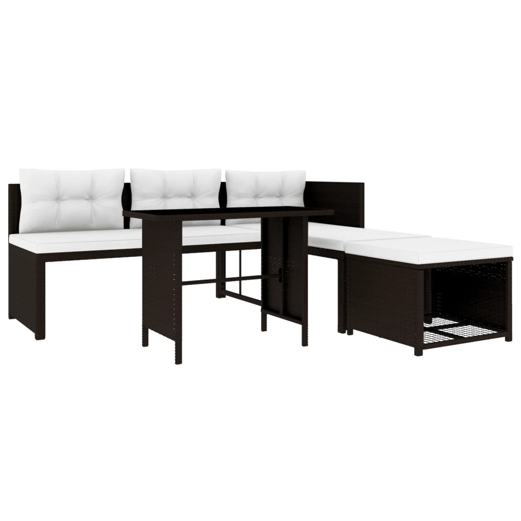 4 részes barna polyrattan kerti társalgó szett