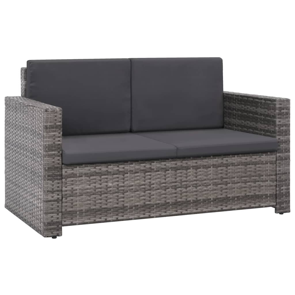 2 részes szürke polyrattan kerti bútorszett párnákkal