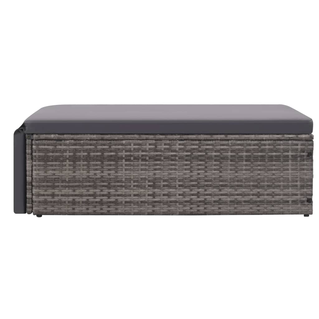 2 részes szürke polyrattan kerti bútorszett párnákkal