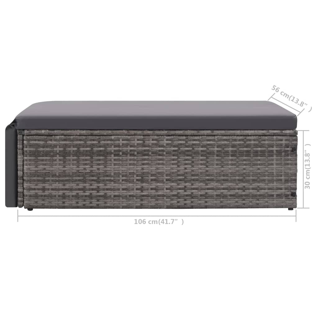 2 részes szürke polyrattan kerti bútorszett párnákkal